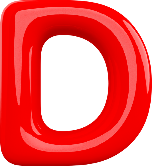 Alphabet Letter D Red Font 3D Modern